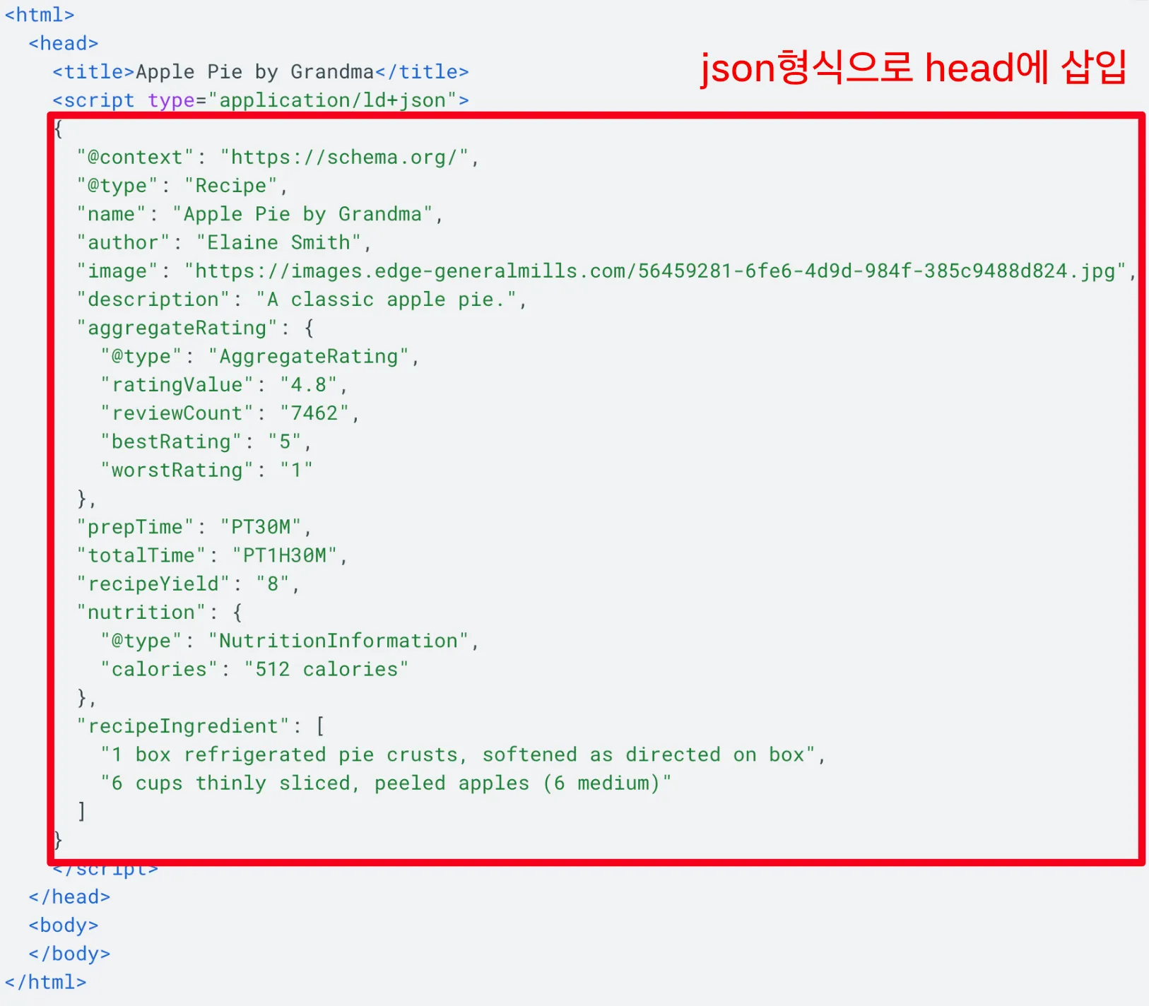 Script태그를 통행 jsonLD 정보 제공